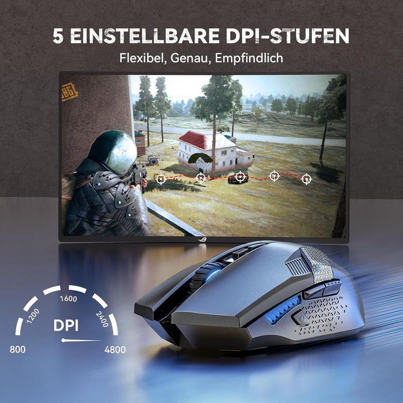 TECKNET Wireless Gaming Mouse 8 gombos ergonomikus egér 4800 DPI PC/Mac