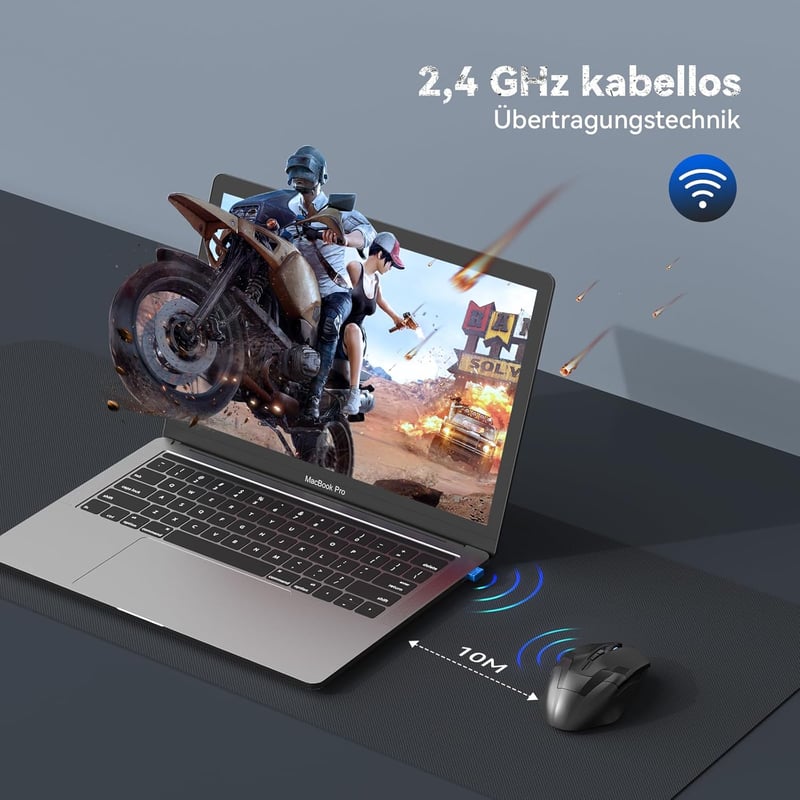 TECKNET Wireless Gaming Mouse 8 gombos ergonomikus egér 4800 DPI PC/Mac