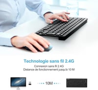 TECKNET Wireless Mini Billentyűzet 2.4G AZERTY, Ultravékony, Hosszú Akkumulátor, 12 Multimédia Gomb 2