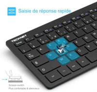TECKNET Wireless Mini Billentyűzet 2.4G AZERTY, Ultravékony, Hosszú Akkumulátor, 12 Multimédia Gomb 4