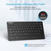 TECKNET Wireless Mini Billentyűzet 2.4G AZERTY, Ultravékony, Hosszú Akkumulátor, 12 Multimédia Gomb 5