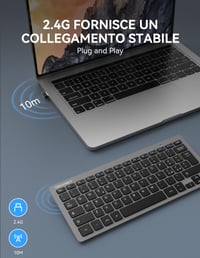 TECKNET bežična tipkovnica za PC i Android Smart TV, talijanski QWERTY raspored, tiha i ultra tanka, dugotrajna baterija, siva 3