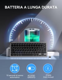 TECKNET bežična tipkovnica za PC i Android Smart TV, talijanski QWERTY raspored, tiha i ultra tanka, dugotrajna baterija, siva 2