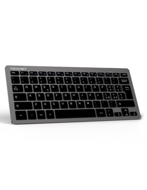 Tastatură wireless TECKNET pentru PC și Android Smart TV, layout italian QWERTY, silențioasă și ultra-subțire, durată lungă de viață a bateriei, gri