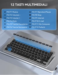 TECKNET bežična tipkovnica za PC i Android Smart TV, talijanski QWERTY raspored, tiha i ultra tanka, dugotrajna baterija, siva 4