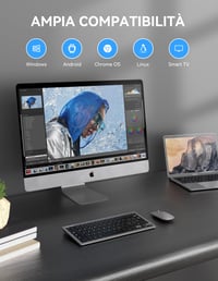 TECKNET bežična tipkovnica za PC i Android Smart TV, talijanski QWERTY raspored, tiha i ultra tanka, dugotrajna baterija, siva 7