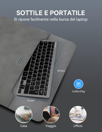 TECKNET bežična tipkovnica za PC i Android Smart TV, talijanski QWERTY raspored, tiha i ultra tanka, dugotrajna baterija, siva 6