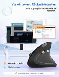 TECKNET Bežični vertikalni ergonomski miš – crni, udoban okomiti dizajn, oblik koji čuva zglobove 5