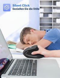 TECKNET Bežični vertikalni ergonomski miš – crni, udoban okomiti dizajn, oblik koji čuva zglobove 4
