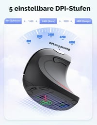 TECKNET Bežični vertikalni ergonomski miš – crni, udoban okomiti dizajn, oblik koji čuva zglobove 2