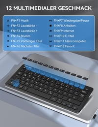 TeckNet X 315 ultravékony vezeték nélküli Mini billentyűzet QWERTZ fekete 5