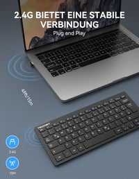 TeckNet X 315 ultravékony vezeték nélküli Mini billentyűzet QWERTZ fekete 2