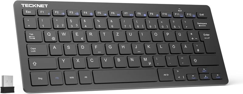 TeckNet X 315 ultravékony vezeték nélküli Mini billentyűzet QWERTZ fekete