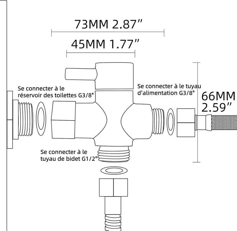 Tecmolog DSF007D Háromirányú Sárgaréz WC Lefolyó Adapter 3/8-12/17T - Krómozott Kivitel, CE Tanúsítvánnyal