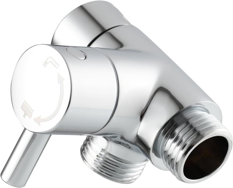 Tecmolog G1/2 Sárgaréz Zuhany Váltószelep - Kézi és Fix Zuhanyfejhez Kompatibilis Króm Adapter Modern Fürdőszobai Kiegészítő