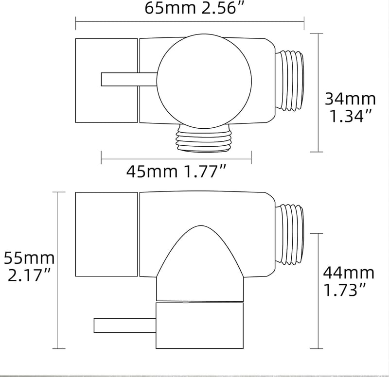 Tecmolog G1/2 Sárgaréz Zuhany Váltószelep - Kézi és Fix Zuhanyfejhez Kompatibilis Króm Adapter Modern Fürdőszobai Kiegészítő
