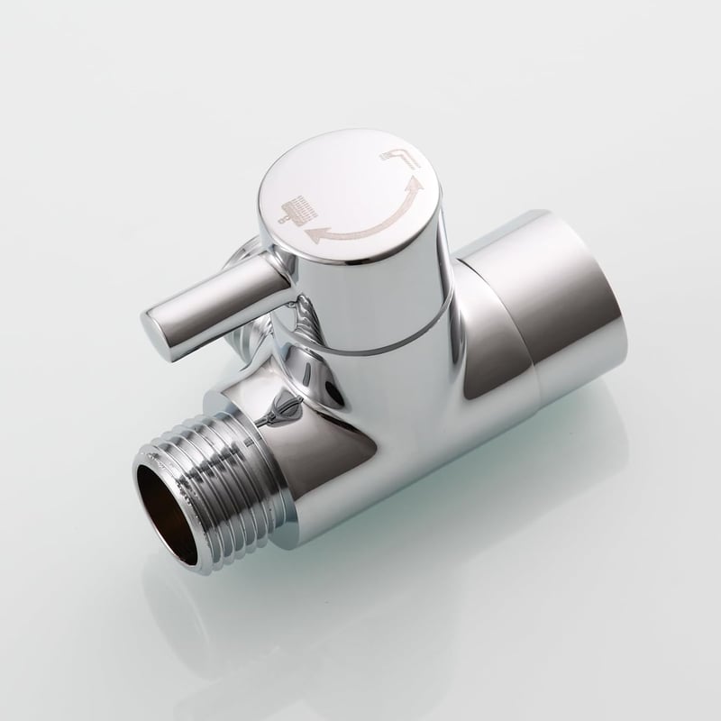 Tecmolog G1/2 Sárgaréz Zuhany Váltószelep - Kézi és Fix Zuhanyfejhez Kompatibilis Króm Adapter Modern Fürdőszobai Kiegészítő