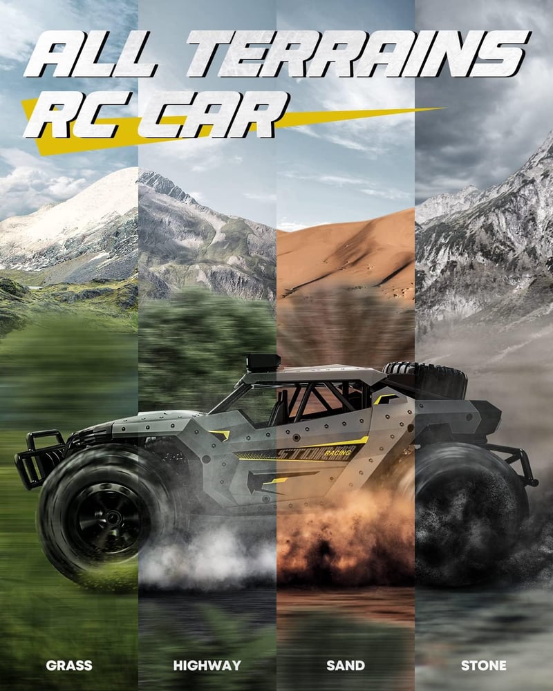 Tecnock 1:16 RC Monster Truck 2.4GHz LED világítással, terepjáró távirányítós autó 60 perc játékidővel