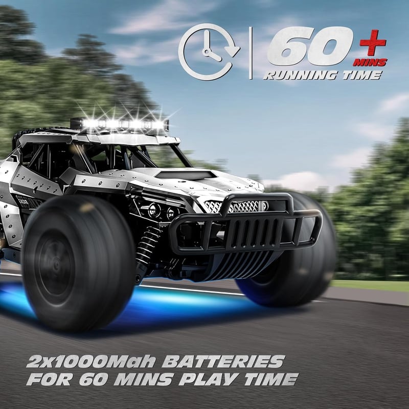Tecnock 1:16 RC Monster Truck 2.4GHz LED világítással, terepjáró távirányítós autó 60 perc játékidővel