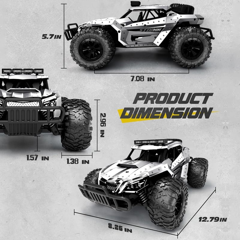 Tecnock 1:16 RC Monster Truck 2.4GHz LED világítással, terepjáró távirányítós autó 60 perc játékidővel