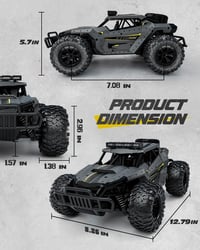 Tecnock 1:16 RC Monster Truck 2.4GHz LED világítással, terepjáró távirányítós autó 60 perc játékidővel 6