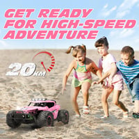 Tecnock Távirányítós Autó 1:16 Rózsaszín LED Világítással, Terepjáró RC Monster Truck 2.4GHz, 2 Akkuval 60 Perc Játékidő 2