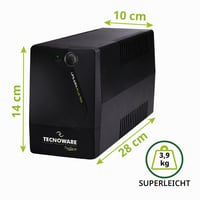 Záložný zdroj Tecnoware ERA PLUS 750VA UPS pre PC, modem, NAS, POS zariadenia, 2 zásuvky Schuko, prepäťová ochrana 3