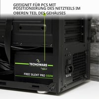 Napájací zdroj Tecnoware Free Silent PRO 550 pre PC s grafickou kartou NVIDIA GeForce GTX-RTX, tichý ventilátor, konektory PCI-E, CPU 4+4, SATA, Molex 6