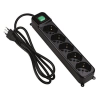 Tecnoware Power Systems predlžovací prívod s 5 zásuvkami (Schuko/talianske), 10A, uhol 45°, podsvietený vypínač, detská poistka, čierny, talianska zástrčka 1