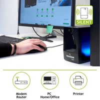 Sursă de alimentare neîntreruptibilă (UPS) Tecnoware Power Systems ERA Plus 650VA pentru PC și modem, 2 prize Schuko, protecție la căderi de tensiune și supratensiune, NAS, POS, camere video 4