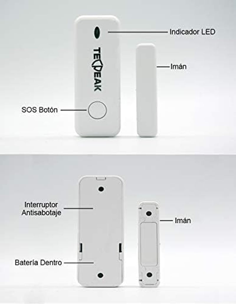 TECPEAK Vezeték Nélküli Riasztórendszer WiFi/GSM/4G Kapcsolattal - 110dB Szirénával, Okostelefonos Vezérléssel, Bővíthető Otthoni és Irodai 