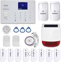 TECPEAK GSM/WLAN Riasztórendszer Kamerarendszerrel - Vezeték Nélküli Otthonvédelmi Készlet Okostelefonos Vezérléssel, 120dB Szirénával (KIT1 1