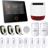 TECPEAK Vezeték Nélküli Riasztórendszer WiFi/GSM/4G Kapcsolattal - 110dB Szirénával, Okostelefonos Vezérléssel, Bővíthető Otthoni és Irodai  1
