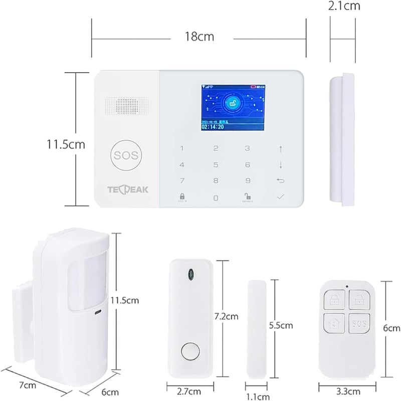 TECPEAK Vezeték Nélküli WiFi/GSM Riasztórendszer - Otthoni és Irodai Biztonság, Okostelefonnal Vezérelhető, Bővíthető Érzékelőkkel, A4-Basic