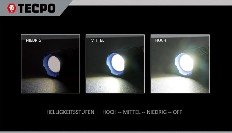 TECPO Torch 600 Lumen LED Zseblámpa 250m Hatótáv 2600mAh Akkumulátor