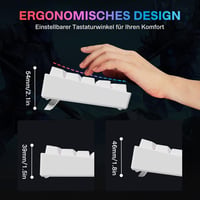 TECURS 65% Mechanikus Gaming Billentyűzet RGB Wireless Bluetooth Kábel Piros Switch Fehér 8