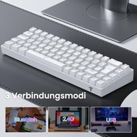 TECURS 65% Mechanikus Gaming Billentyűzet RGB Wireless Bluetooth Kábel Piros Switch Fehér 2