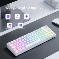 TECURS 65% Mechanikus Gaming Billentyűzet RGB Wireless Bluetooth Kábel Piros Switch Fehér 4