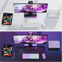 TECURS 65% Mechanikus Gaming Billentyűzet RGB Wireless Bluetooth Kábel Piros Switch Fehér 5