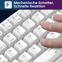 TECURS 65% Mechanikus Gaming Billentyűzet RGB Wireless Bluetooth Kábel Piros Switch Fehér 7