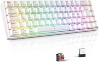 TECURS 65% Mechanikus Gaming Billentyűzet RGB Wireless Bluetooth Kábel Piros Switch Fehér 1