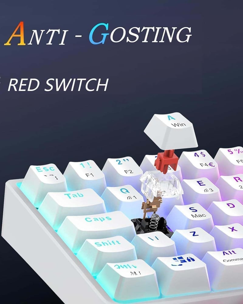 TECURS 80% TKL Wireless Mechanikus Gamer Billentyűzet Red Switch QWERTZ Fehér