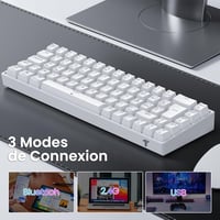 TECURS 80% TKL Wireless Mechanikus Gamer Billentyűzet Red Switch QWERTZ Fehér 8