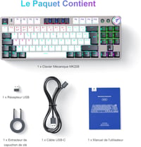 TECURS 80% TKL Wireless Mechanikus Gamer Billentyűzet Red Switch QWERTZ 8