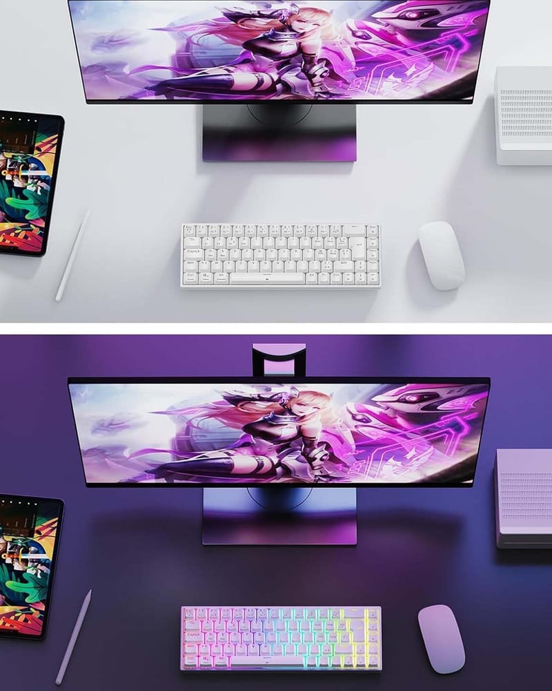 TECURS 80% TKL Wireless Mechanikus Gamer Billentyűzet Red Switch QWERTZ Fehér