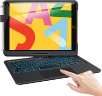 TECURS Billentyűzetes Tok iPad 10.2 Hüvelyk 9./8./7. Generációhoz, 360° Forgatható, Ceruza Tartóval, QWERTZ, Fekete 1