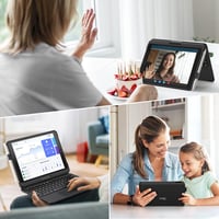 TECURS Billentyűzetes Tok iPad 10.2 Hüvelyk 9./8./7. Generációhoz, 360° Forgatható, Ceruza Tartóval, QWERTZ, Fekete 3
