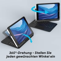 TECURS Billentyűzetes Tok iPad 10.2 Hüvelyk 9./8./7. Generációhoz, 360° Forgatható, Ceruza Tartóval, QWERTZ, Fekete 7