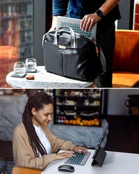 TECURS Bluetooth Billentyűzet és Egér Szett iPad iPhone-hoz QWERTZ Német Elrendezés Vezeték Nélküli Újratölthető Szürke 6