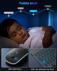 TECURS Bluetooth Billentyűzet és Egér Tabletre iPad Samsung Lenovo Android iOS Fekete 7
